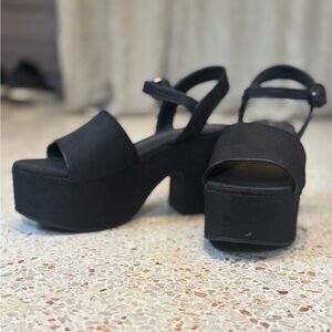 Larroude Black Wedge Sandals - Never worn